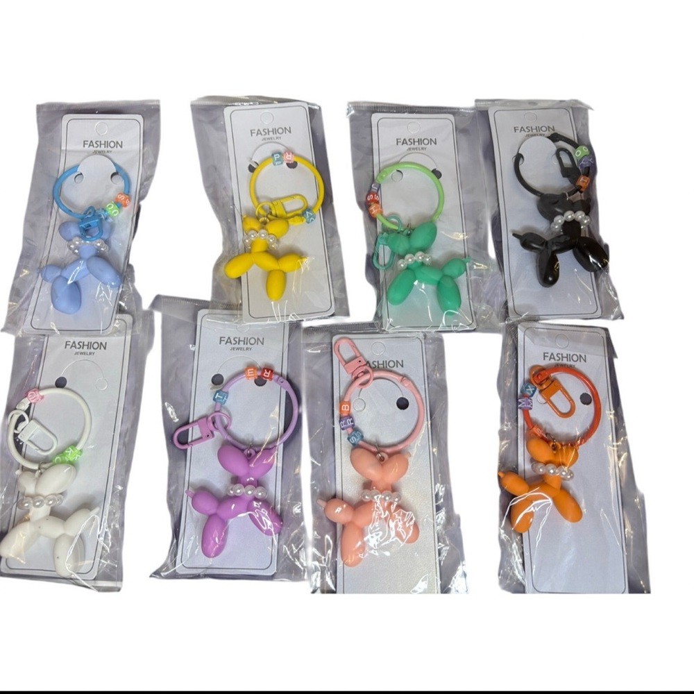 Set of two- Colorful Balloon Dog Keychains